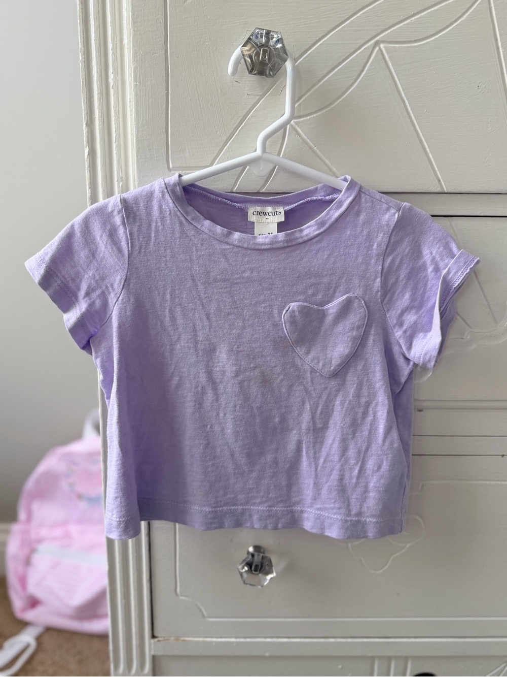 Crewcuts 2T Girls' Lavender Heart Pocket Tee